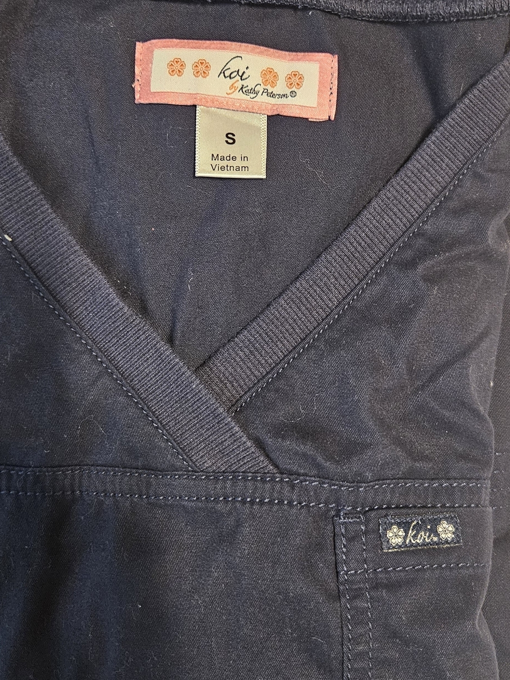 Koi by Kathy Peterson Navy Scrub Top - S